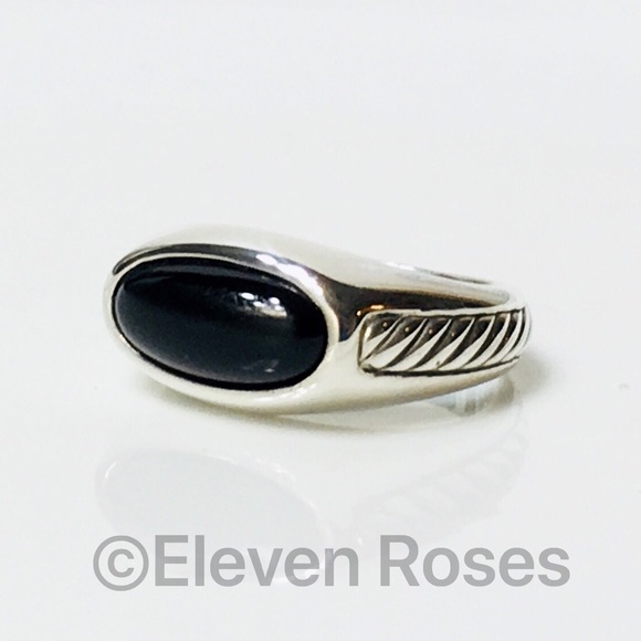 David Yurman Sterling Black Onyx Inset Cable Ring - Picture 7 of 7